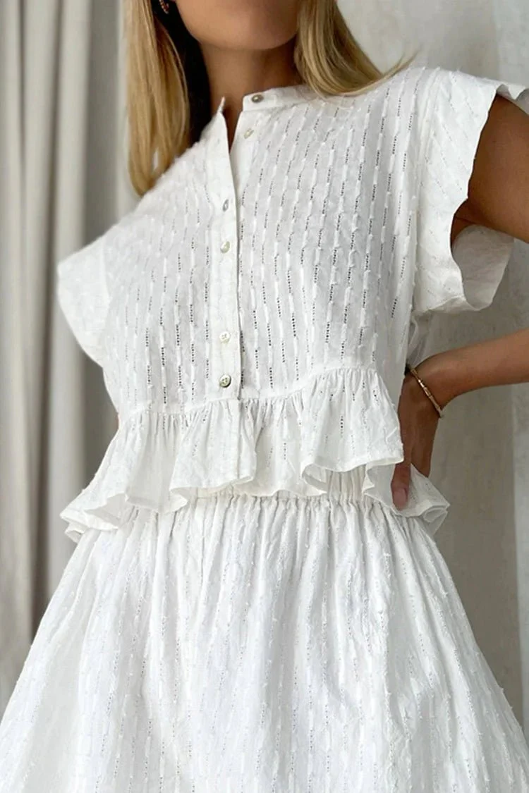 Tanya Ruffled Short Sleeve Shorts Set - Image 4