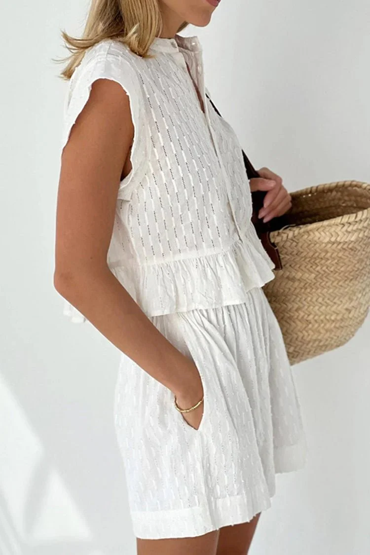 Tanya Ruffled Short Sleeve Shorts Set - Image 5