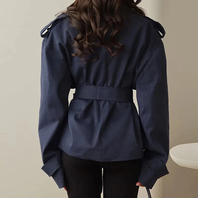 Tara Lace Up Cropped Trench Coat - Image 3