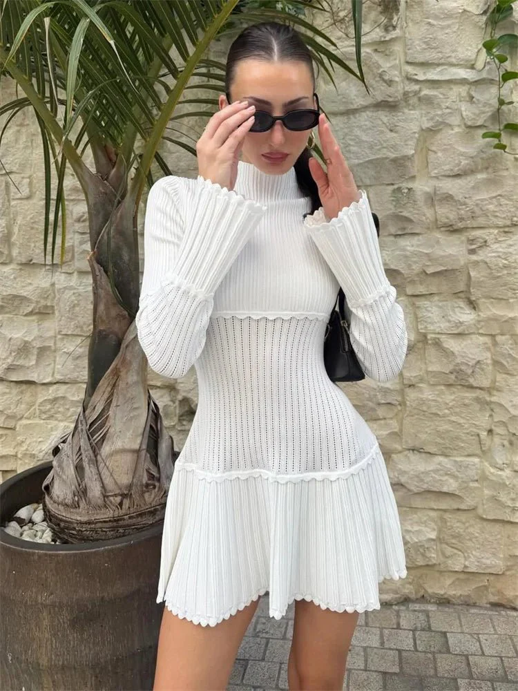 Thelma Knit Ruffled Mini Dress - Image 4