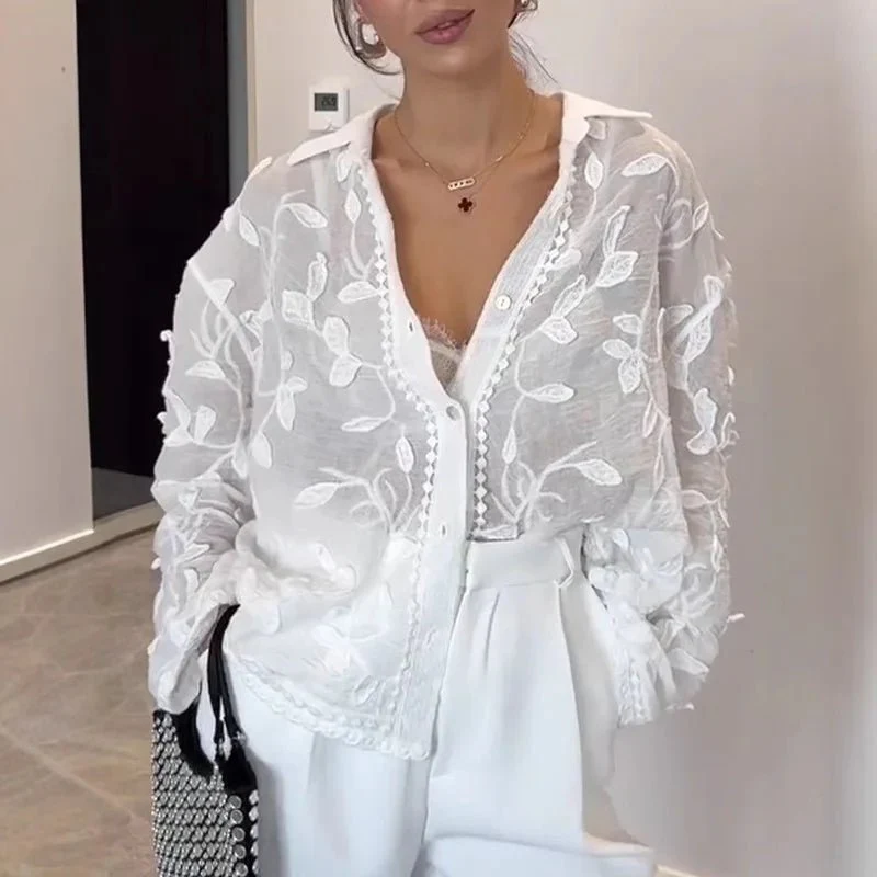 Tina Long Sleeve Embroidered Blouse - Image 2