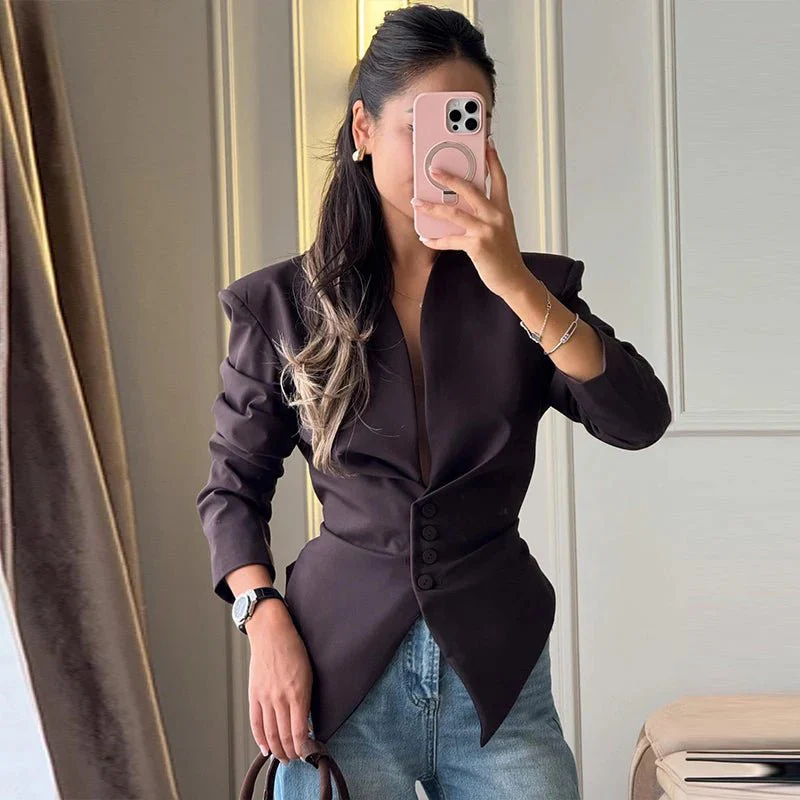 Tricia Structured Shoulder Cinched Blazer - Image 3