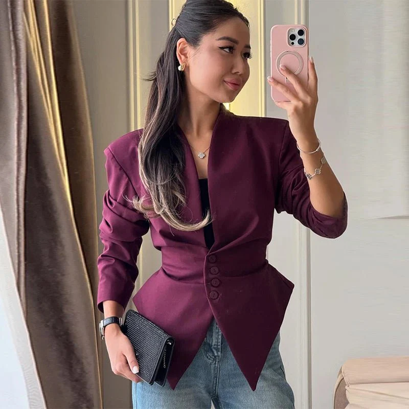 Tricia Structured Shoulder Cinched Blazer - Image 5