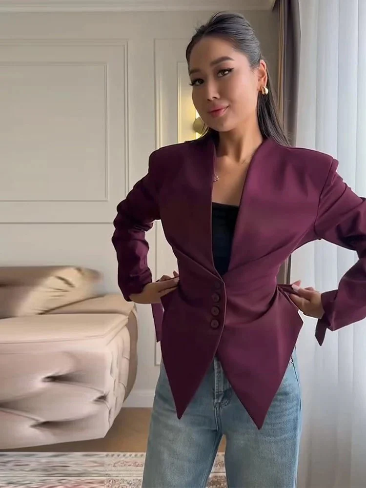 Tricia Structured Shoulder Cinched Blazer - Image 6