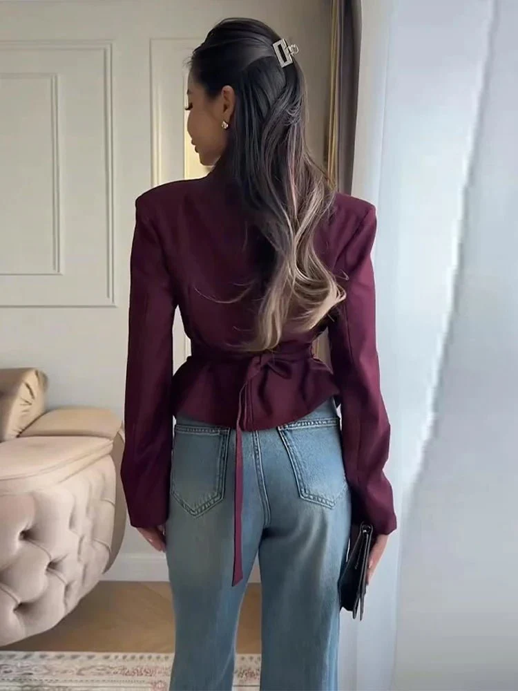 Tricia Structured Shoulder Cinched Blazer - Image 7