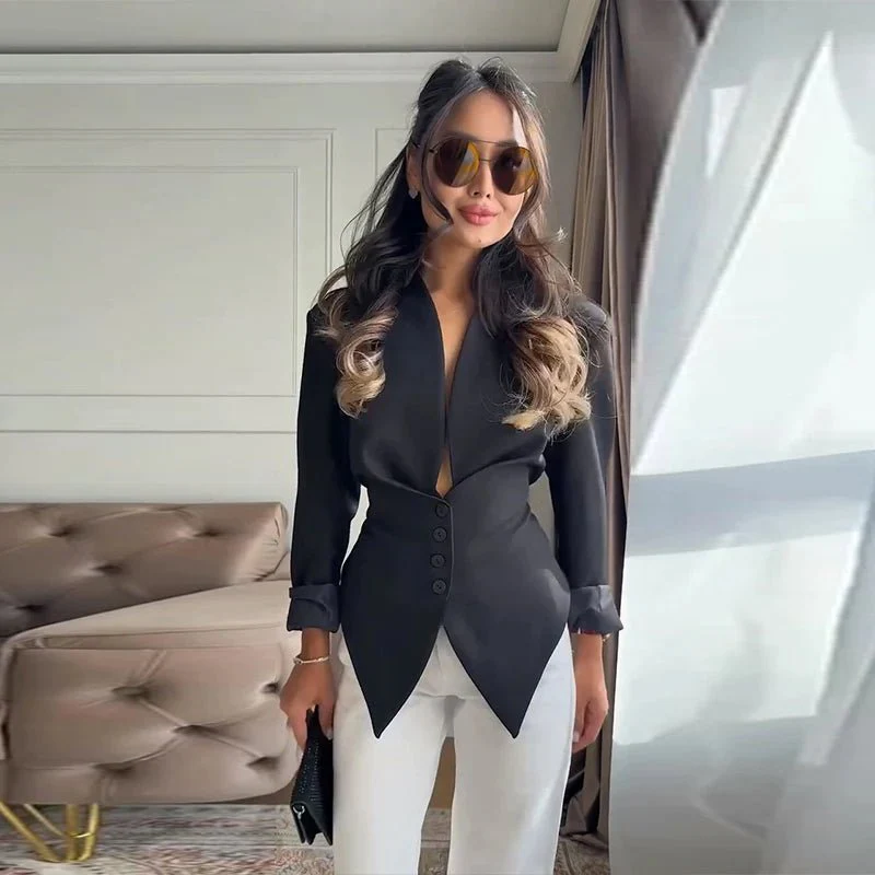 Tricia Structured Shoulder Cinched Blazer - Image 9