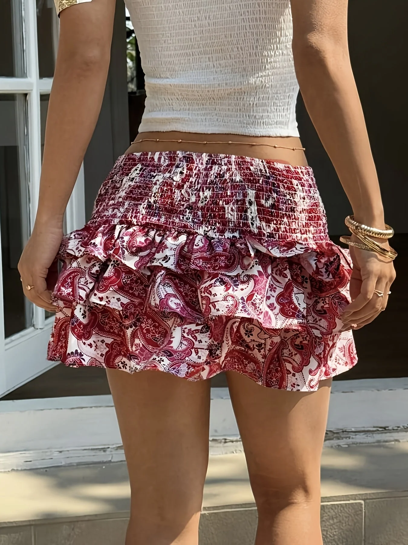 Ursa Ruffled Paisley Mini Skirt - Image 5