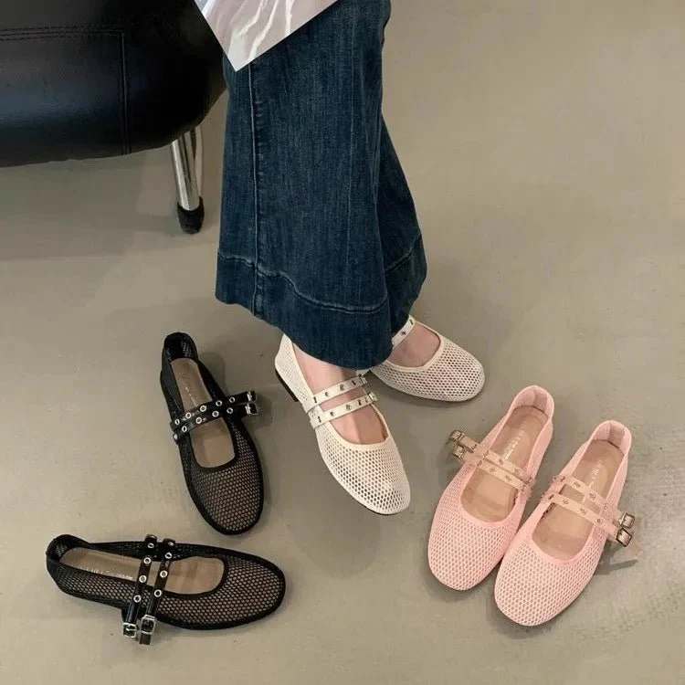 Valerie Buckled Mesh Ballet Flats - Image 2