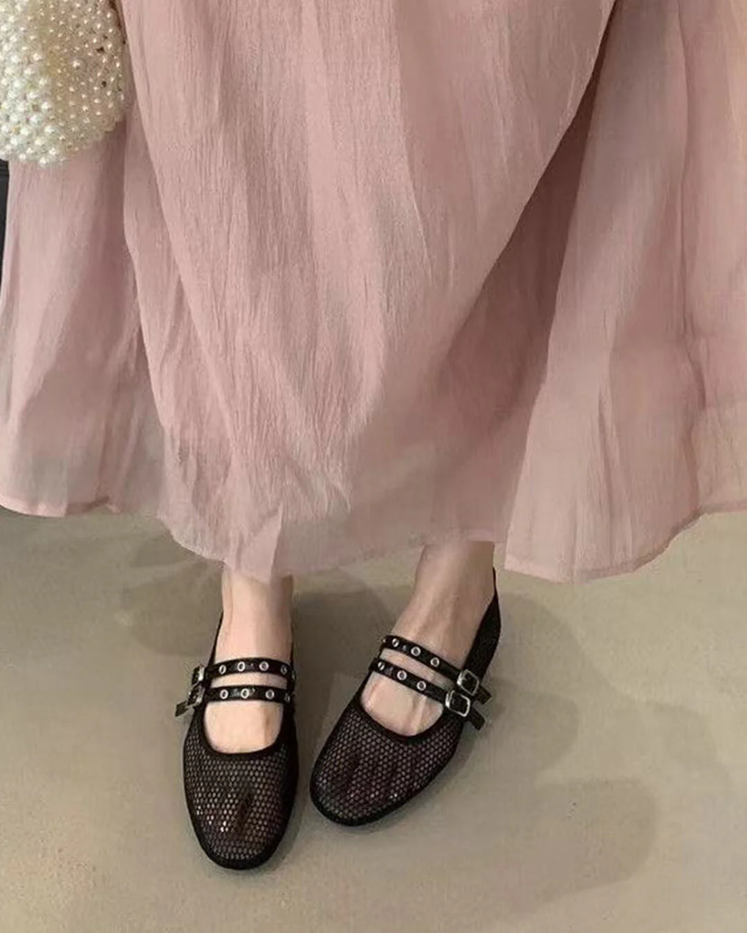 Valerie Buckled Mesh Ballet Flats - Image 4