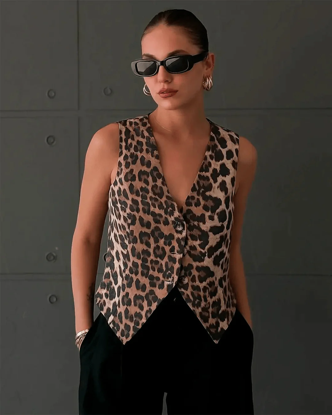 Vanessa Leopard Print Vest