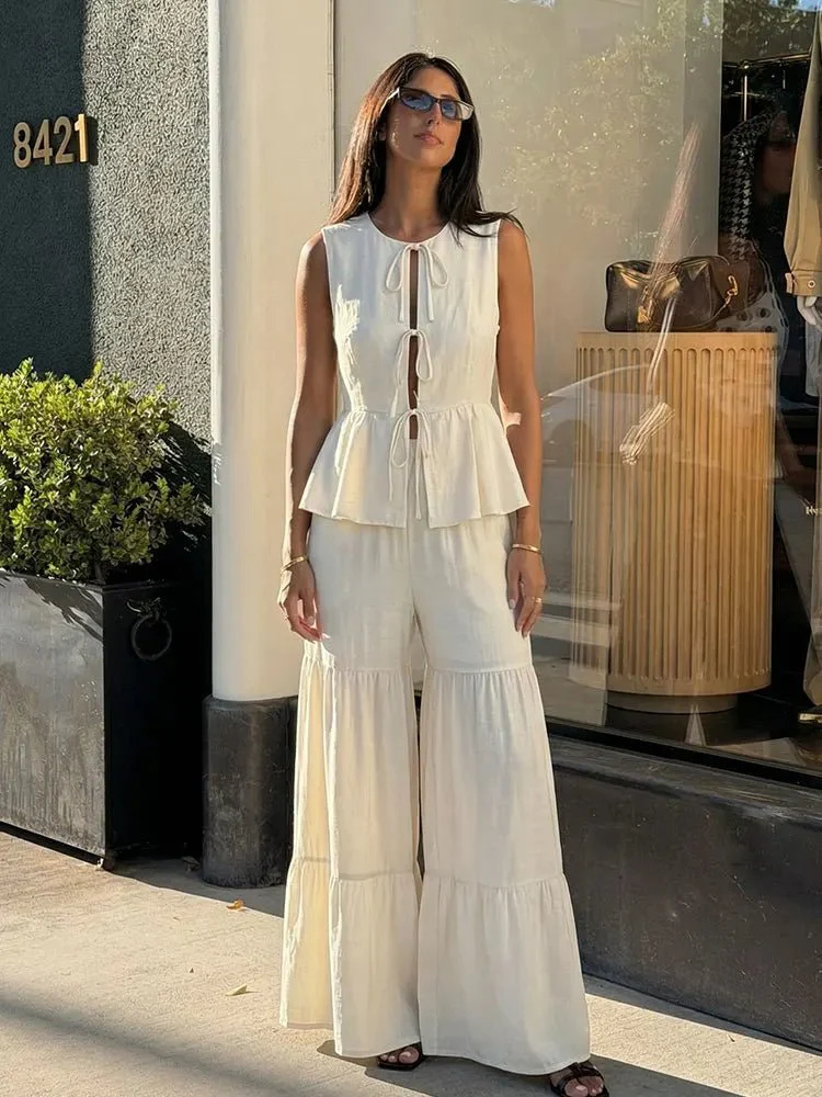 Vianne Tie Front Vest Trouser Set