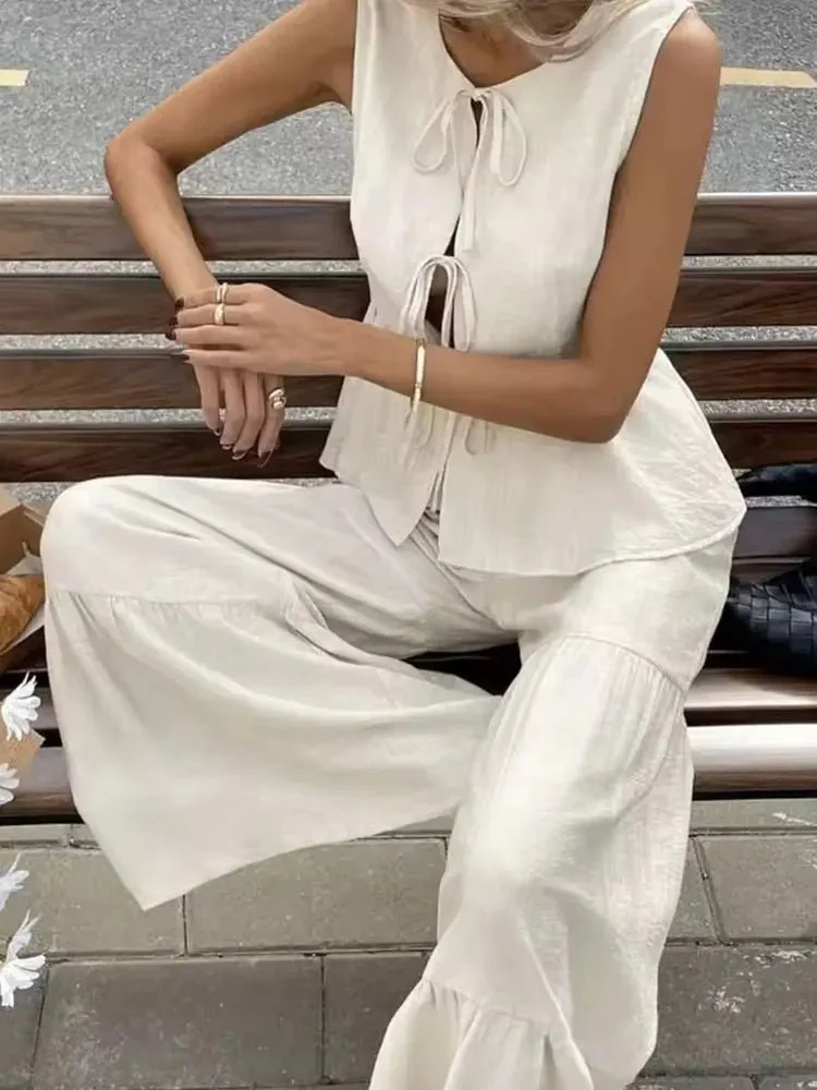 Vianne Tie Front Vest Trouser Set - Image 2