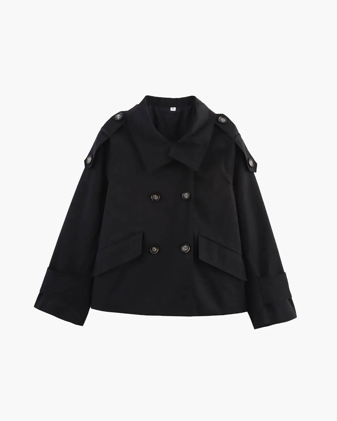 Vivienne Stand Collar Cropped Trench Coat - Image 5