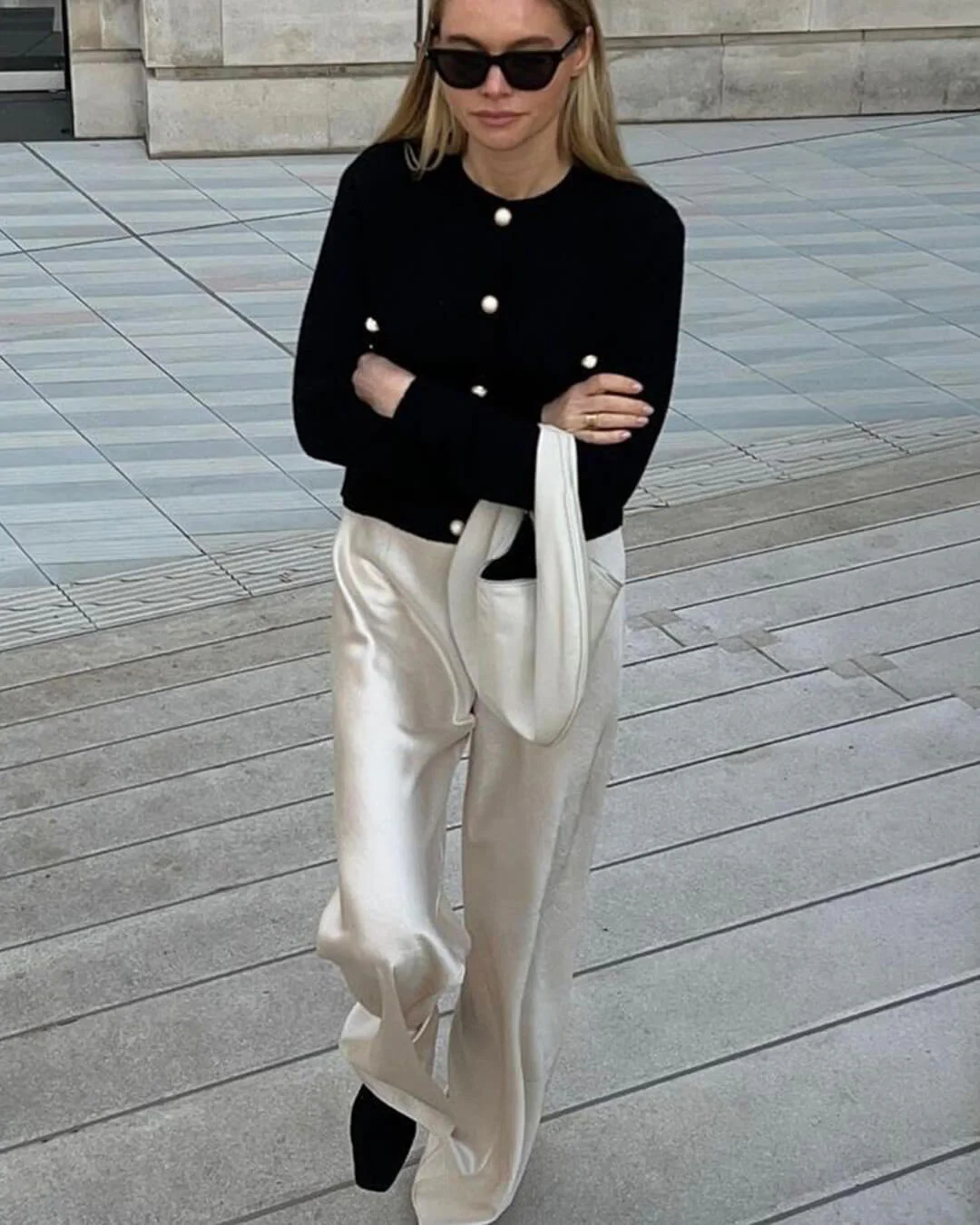 Wendy Wide Leg Satin Trousers - Image 2