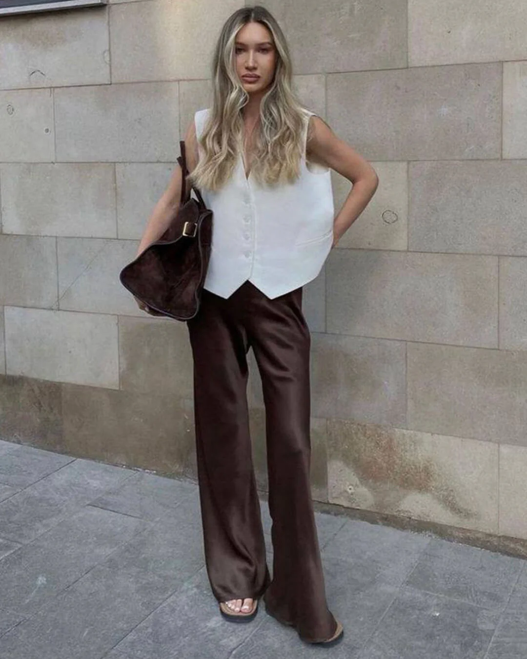 Wendy Wide Leg Satin Trousers - Image 7