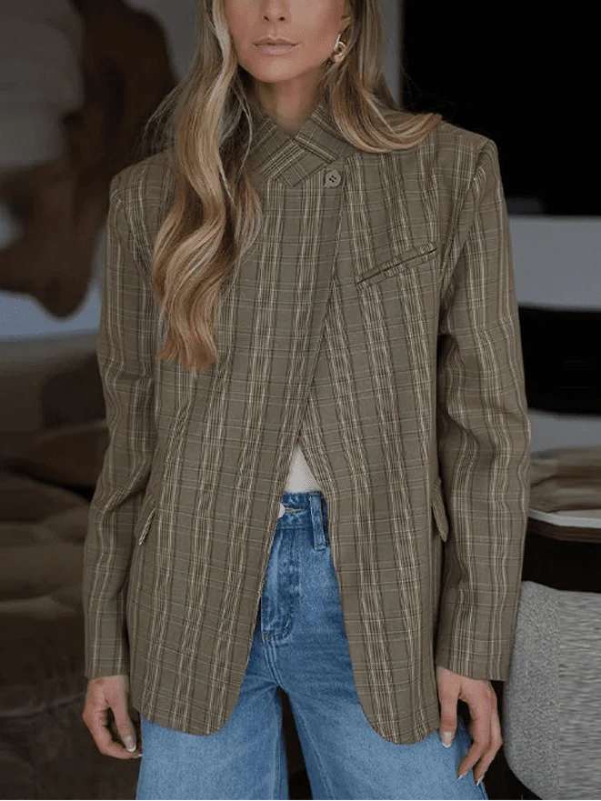 Wilma Stand Collar Striped Suit Jacket - Image 2