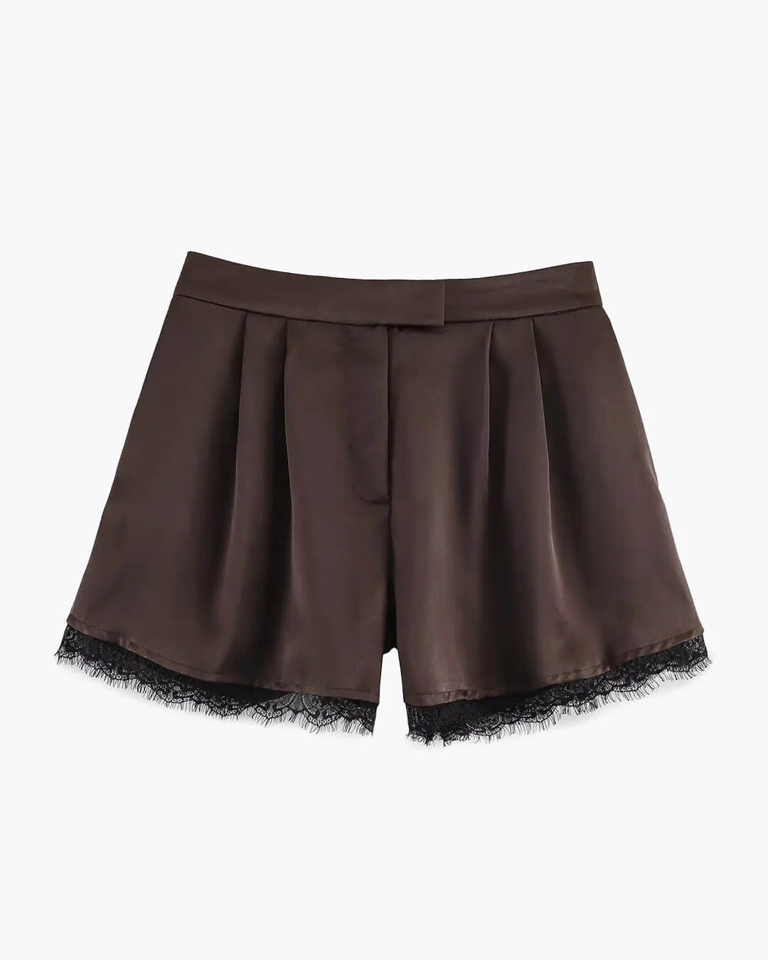 Xylia Lace Trim Satin Mini Shorts