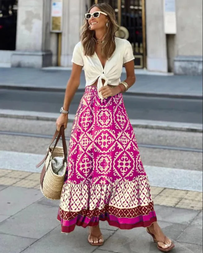 Zara Boho Printed Midi Swing Skirt - Image 5