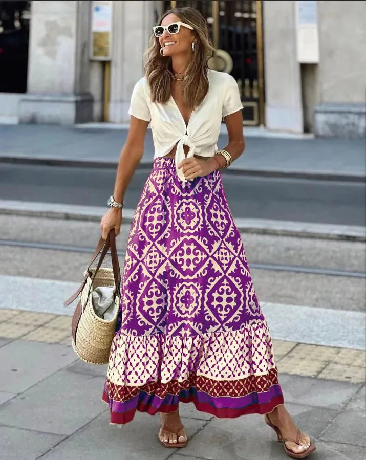 Zara Boho Printed Midi Swing Skirt - Image 6