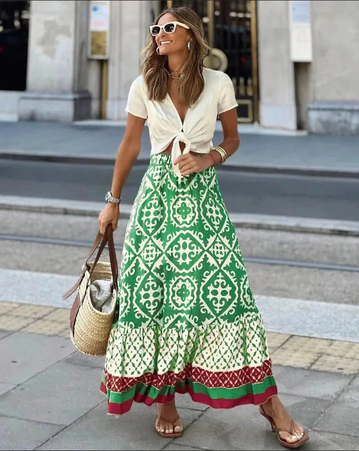 Zara Boho Printed Midi Swing Skirt - Image 7