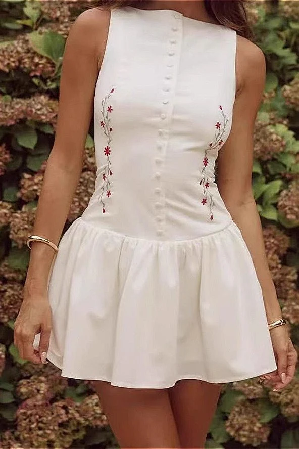 Zofia Sleeveless Embroidered Mini Dress