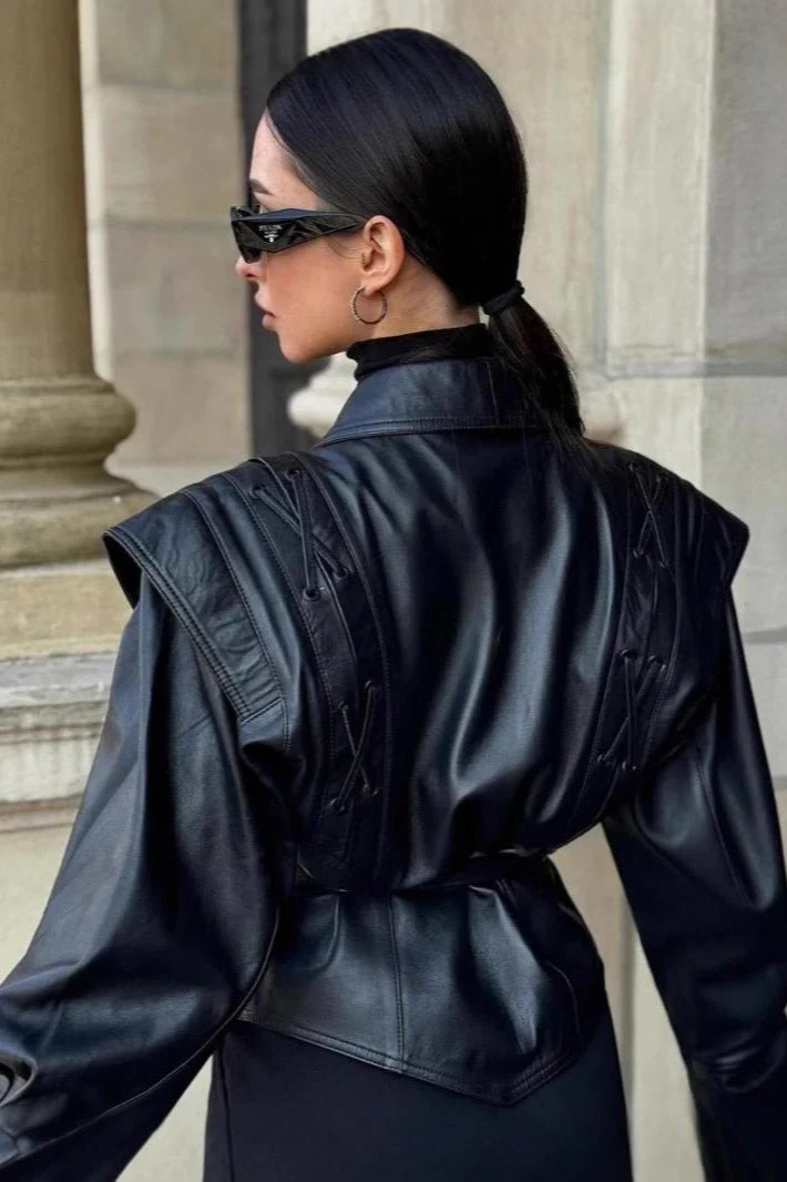 Zyra Biker Leather Jacket - Image 12